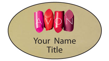 Avon Name Badges / Name Tags with Broken Lipstick Logo