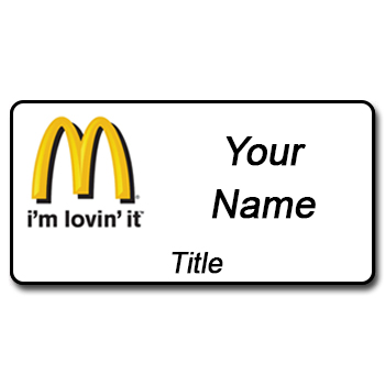 1 GOLD & 1 SILVER OVAL MCDONALDS PERSONALIZED NAME BADGES MAGNETIC FASTENER 