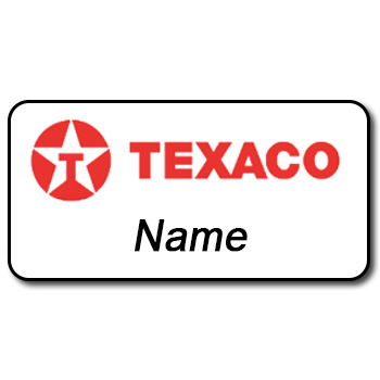 1 GOLD & 1 SILVER OVAL TEXACO STATION PERSONALIZED NAME BADGES SAFETY PIN BACK 
