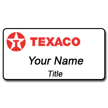 1 GOLD & 1 SILVER OVAL TEXACO STATION PERSONALIZED NAME BADGES MAGNETIC BACK 